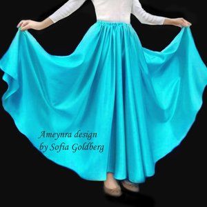 Light Blue Satin Skirt Full-Circle 360' Ameynra. New